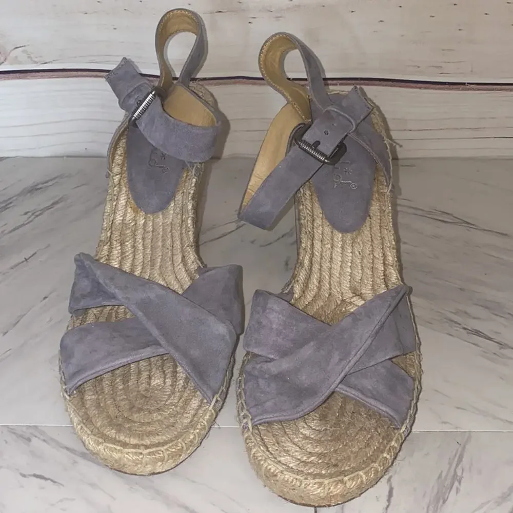 Splendid Leather Strap Cross Wedges Espadrille Sandals Like New Size 11